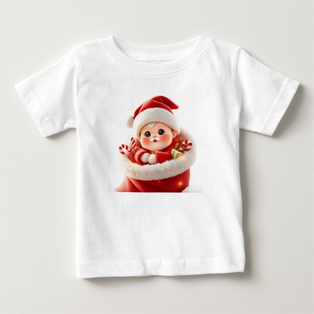 Söt Bebis Tomte – Förtjusande Kawaii Julpresent T Shirt (Framsida)