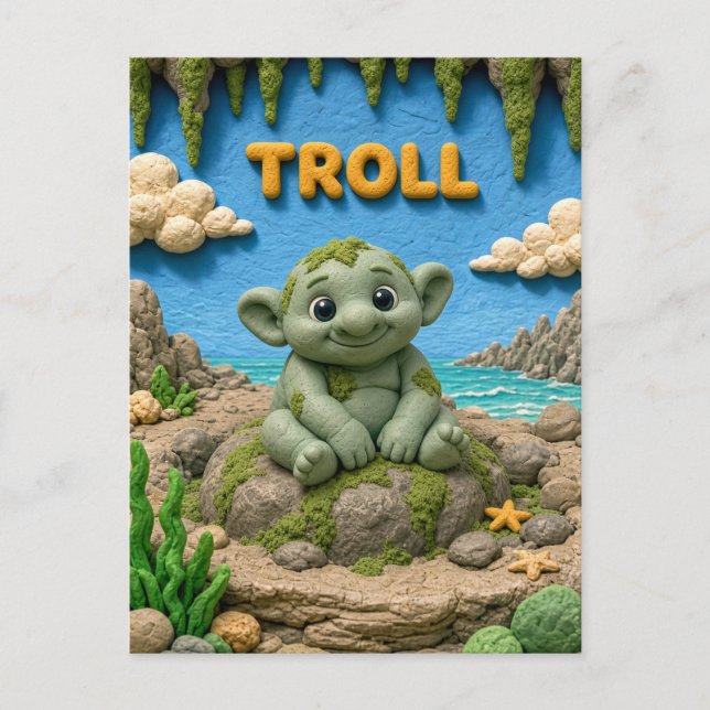 Söt Bebis Troll, Mythiskt Vykort (Framsida)