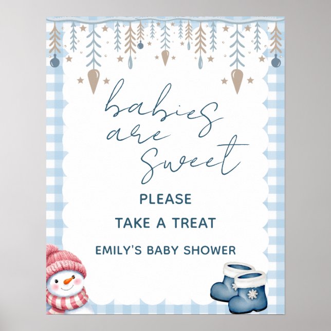 Söt Bebis Vinter Baby Shower - välkomstskylt Poster (Framsidan)
