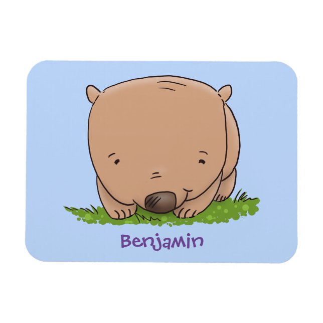 Söt bebis-vombat i tecknad illustration magnet (Horisontell)