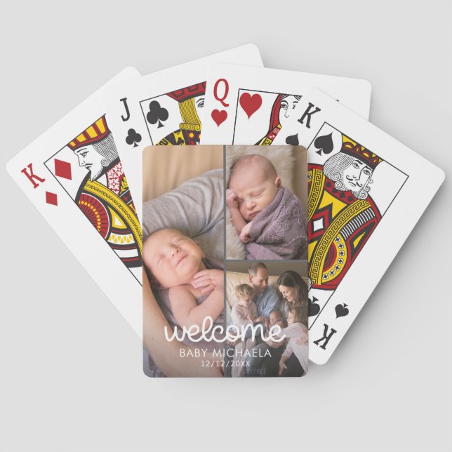 Söt bebisannonserings fotocollage casinokort (Baksidan)