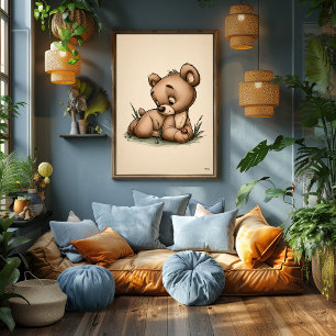 Söt Bebisbjörn Nurserieskandinavisk Minimalistisk  Poster