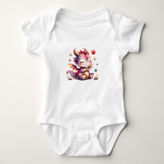 Söt Bebisdrake Fantasykonst T Shirt (Framsida)