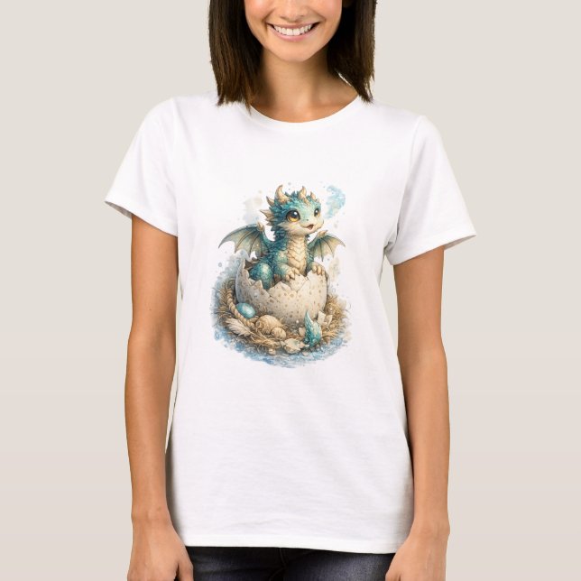 Söt Bebisdrake Kläcks Ur Ägg T-Shirt (Framsida)
