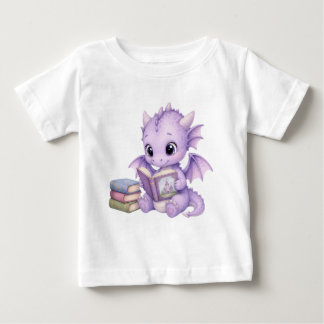 Söt Bebisdrake Läsande Fantasy Watercolor Barn T Shirt