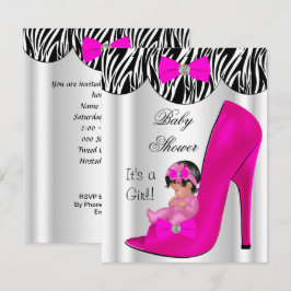 Söt bebisfest för flicka het rosa babysko inbjudningar