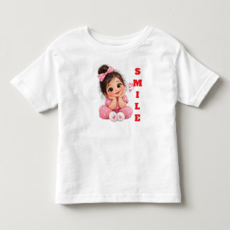 Söt bebisflicka med rosa rosett barn t-shirt |