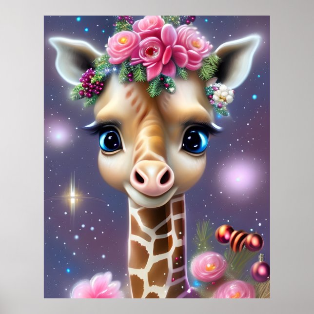 Söt Bebisgiraff-grafik Poster (Framsidan)
