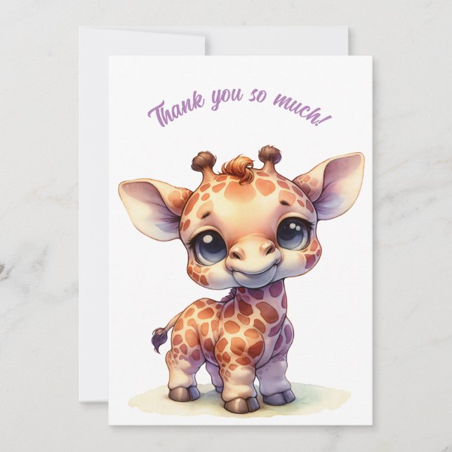 Söt Bebisgiraff Whimsisk Design Tack Kort (Framsida)