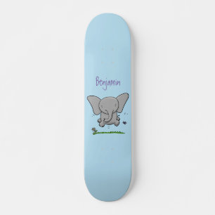 Söt bedårande baby elefant serieillustration mini skateboard bräda 18,5 cm