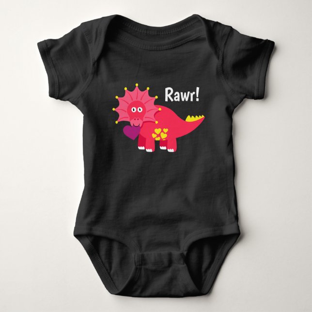 Söt Behaglig Dinosaurie Rawr! med hjärtan T Shirt (Framsida)