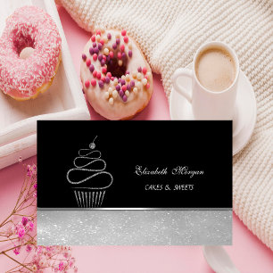 Söt Behaglig Elegant Silver Glitter Cupcake Bagare Visitkort