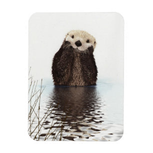 Söt Behaglig Fluffig Utter Djur Magnet