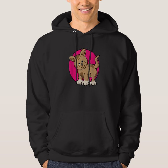 Söt Behaglig Kattunge för Katt Hoodie (Framsida)