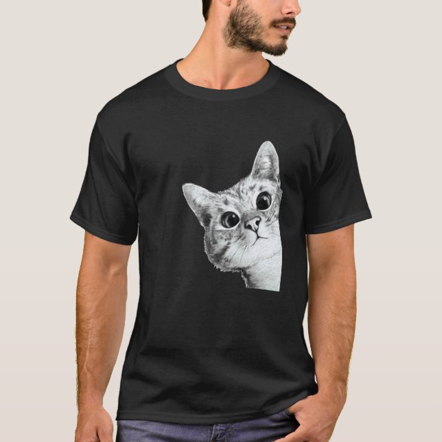 Söt Behaglig Kitty Katt T Shirt (Framsida)
