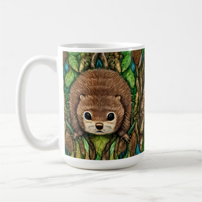 Söt Behaglig Liten Bäver Bebis Kaffemugg (Vänster)