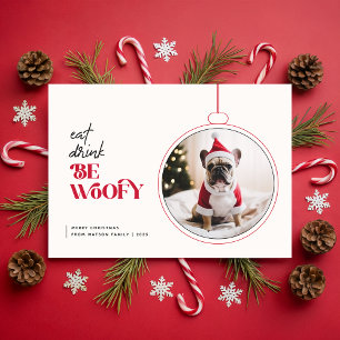 Söt Behaglig Rolig Hund Jul Fotokort Julkort