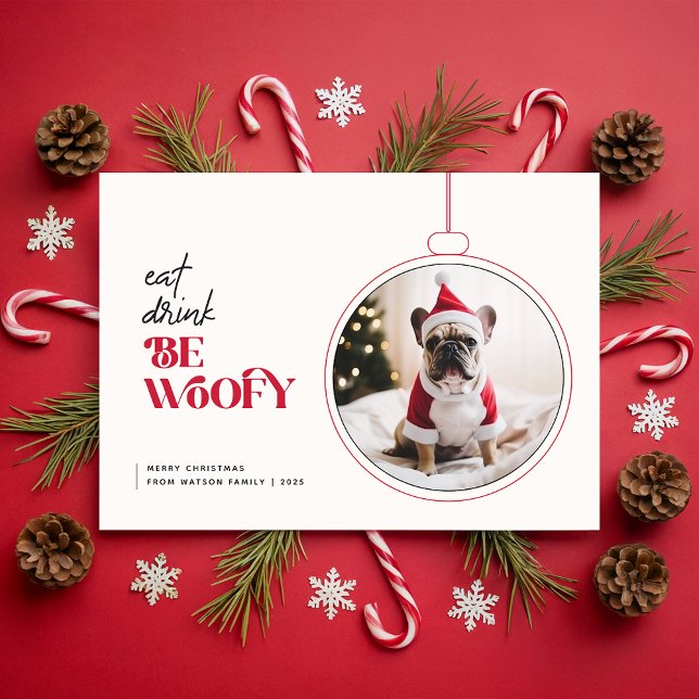 Söt Behaglig Rolig Hund Jul Fotokort Julkort (Skapare uppladdad)