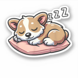 Söt Behaglig Sovande Djurälskare Welsh Corgi P Klistermärken