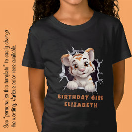 Söt Behaglig Tigerunge som tittar ut ur hål Orange T Shirt