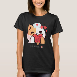 Söt Behaglig Tur Sjuksköterska Katt Gör Saker Med T Shirt