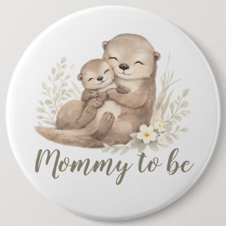 Söt Beige Akvarell Utter Botanisk Blivande Mamma Knapp
