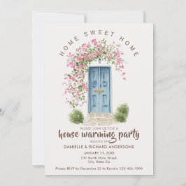 Söt Beige Brun Hus Blomma Husvärmningsfest Inbjudningar