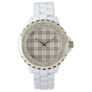 Söt Beige Play Tartan Armbandsur