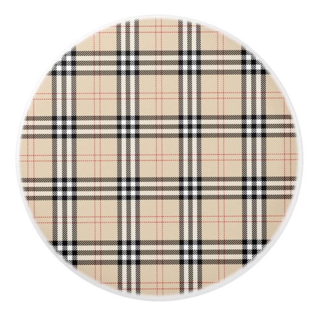 Söt Beige Play Tartan Knopp (Framsidan)