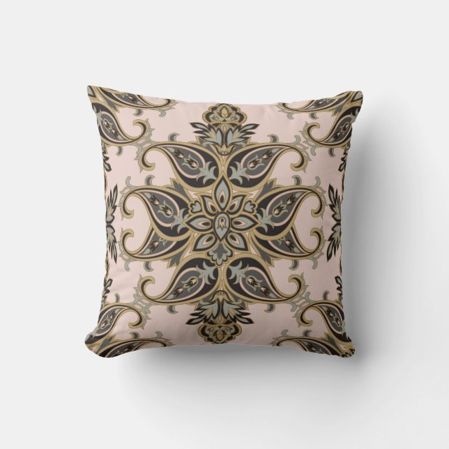 Söt Beige/Tan Damask Pillow Kudde (Framsida)