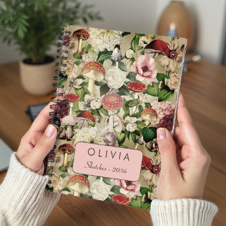Söt beige trädgårdssvampblomma anteckningsbok