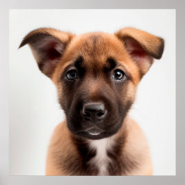 Söt belgisk malinois-valp Hundporträttaffisch Poster