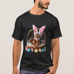 Söt Bengal Katt Påsk Äggsökning Ägare Kaninöron L T Shirt