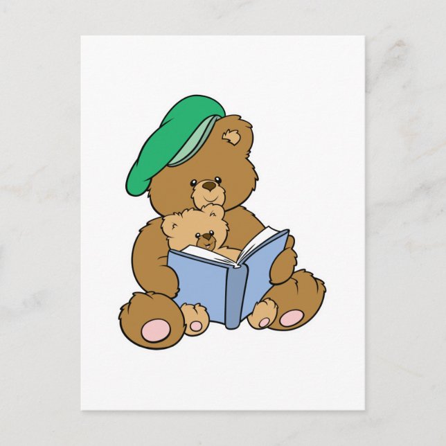 Söt berättelsetid Teddybjörn design Vykort (Framsida)