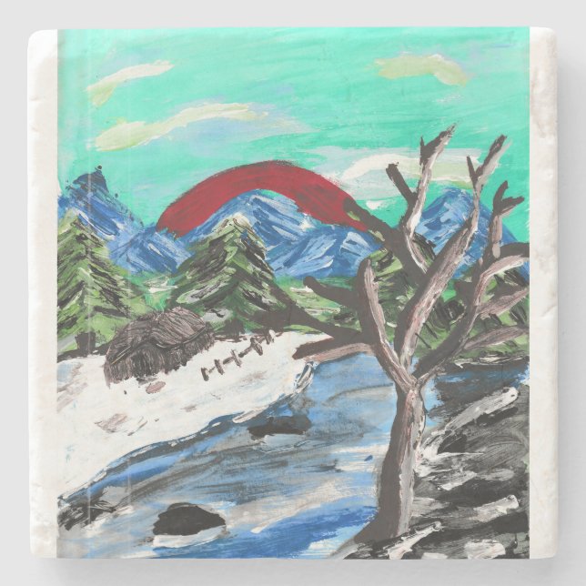 Söt bergsfloden stenunderlägg (Framsidan)