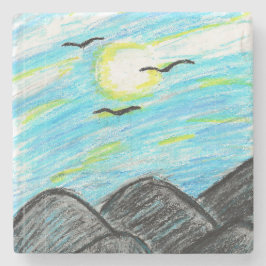 Söt bergsvy stenunderlägg