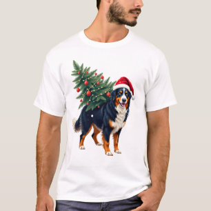 Söt Bernese Mountain Dog i en julgran för T Shirt