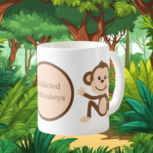Söt beroende apa - lägg till text kaffemugg