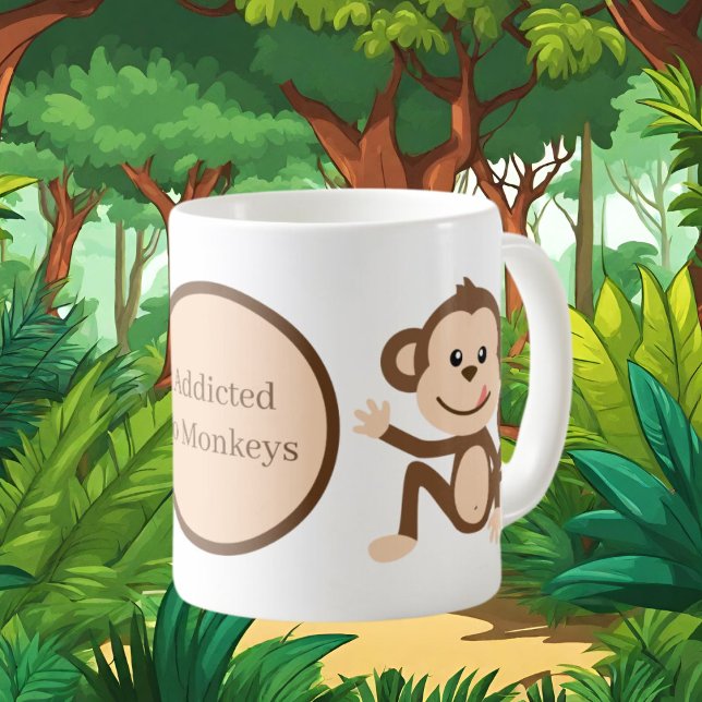 Söt beroende apa - lägg till text kaffemugg (Skapare uppladdad)