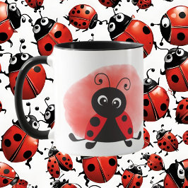 Söt beroende ladybug älskare lägg till text mugg