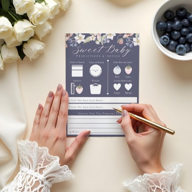 Söt Berry Baby Predictions & Advice Game Card Inbjudningar (Skapare uppladdad)
