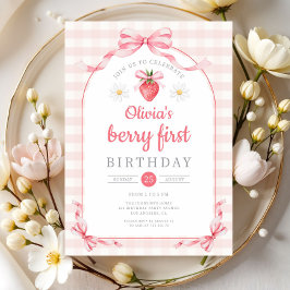 Söt Berry Första Flicka 1-årsdag Inbjudningar