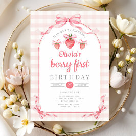 Söt Berry Första Flicka 1-årsdag Inbjudningar
