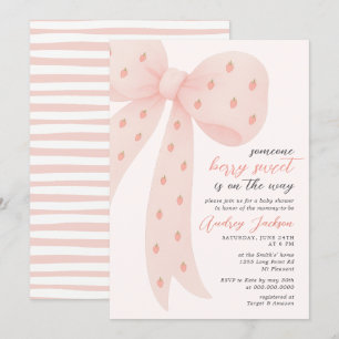 Söt Berry Tjej Rosa Coquette Bow Baby Shower  Inbjudningar