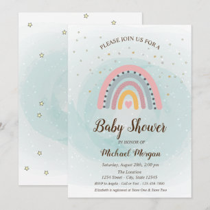 Söt beundransvärd regnbågsstjärna Baby Shower Inbjudningar