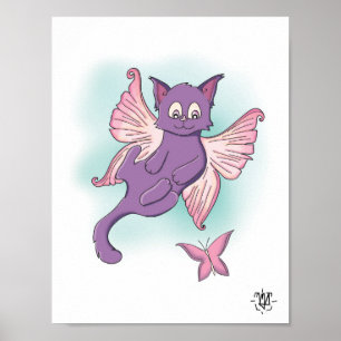 Söt bevingad älvkatt poster