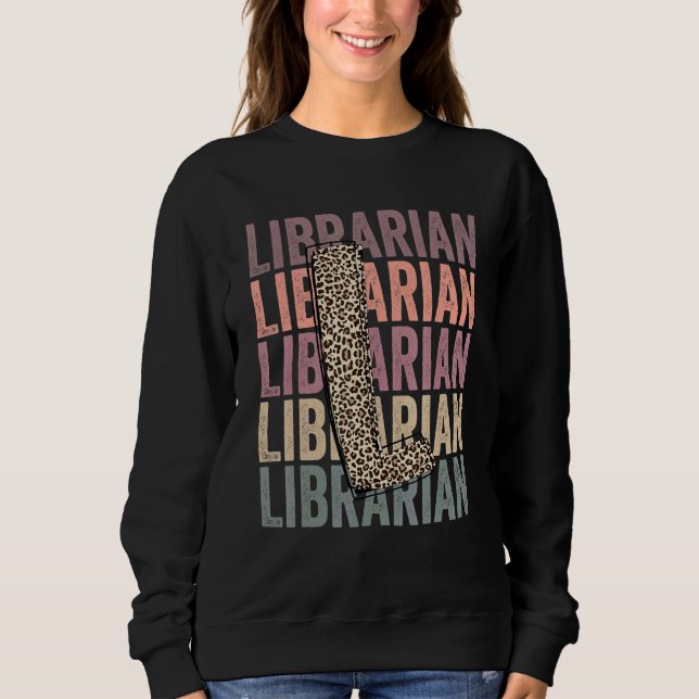 Söt bibliotekarie Liv Boho Leopard Lärare Tacksamh T Shirt (Framsida)