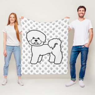 Söt Bichon Frise-illustration i tecknad stil Fleecefilt