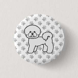 Söt Bichon Frise-illustration i tecknad stil Knapp