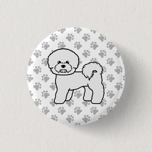 Söt Bichon Frise-illustration i tecknad stil Knapp (Framsida)